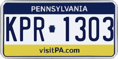 PA license plate KPR1303