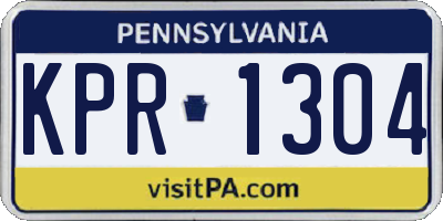 PA license plate KPR1304