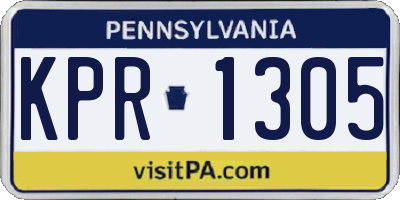 PA license plate KPR1305