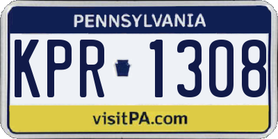 PA license plate KPR1308