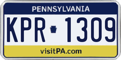 PA license plate KPR1309