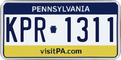 PA license plate KPR1311