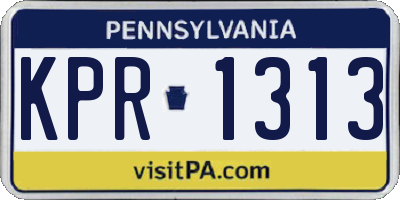 PA license plate KPR1313