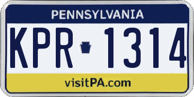 PA license plate KPR1314