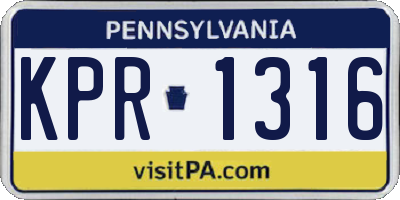 PA license plate KPR1316