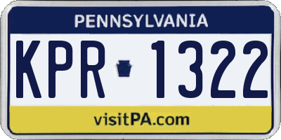 PA license plate KPR1322
