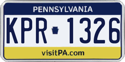 PA license plate KPR1326