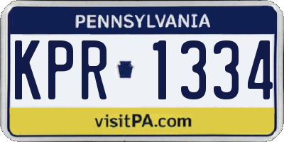 PA license plate KPR1334