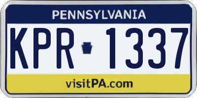 PA license plate KPR1337