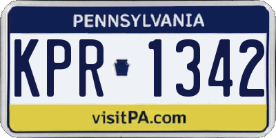 PA license plate KPR1342