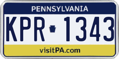 PA license plate KPR1343