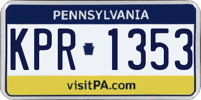 PA license plate KPR1353