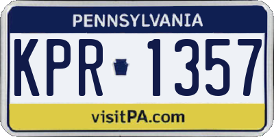 PA license plate KPR1357