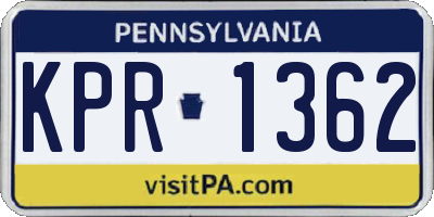 PA license plate KPR1362