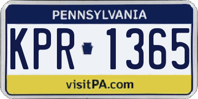 PA license plate KPR1365