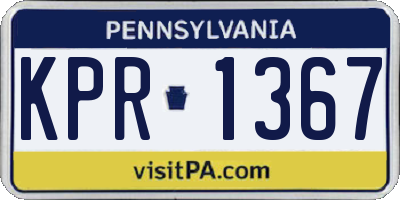 PA license plate KPR1367