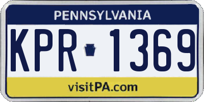 PA license plate KPR1369