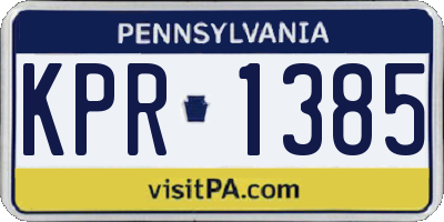 PA license plate KPR1385