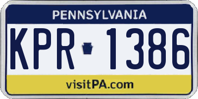 PA license plate KPR1386