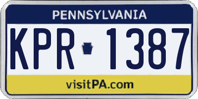 PA license plate KPR1387