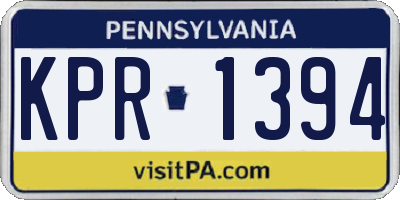 PA license plate KPR1394