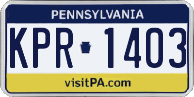 PA license plate KPR1403