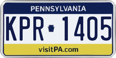 PA license plate KPR1405