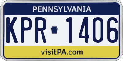 PA license plate KPR1406