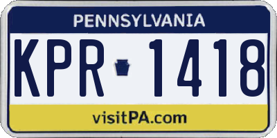 PA license plate KPR1418