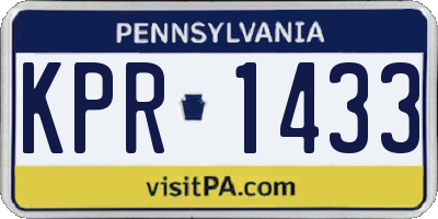 PA license plate KPR1433