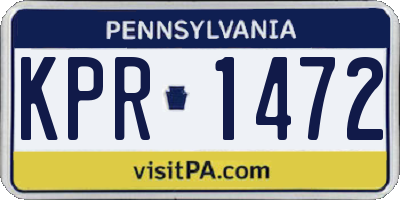 PA license plate KPR1472