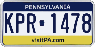 PA license plate KPR1478