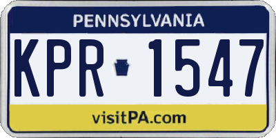 PA license plate KPR1547