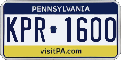 PA license plate KPR1600
