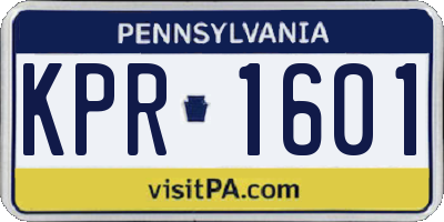 PA license plate KPR1601