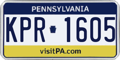 PA license plate KPR1605