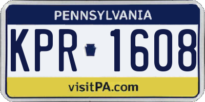 PA license plate KPR1608