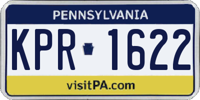 PA license plate KPR1622