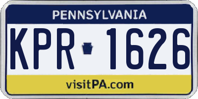 PA license plate KPR1626