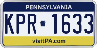 PA license plate KPR1633