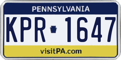 PA license plate KPR1647