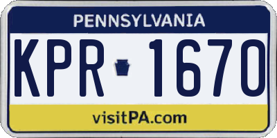 PA license plate KPR1670