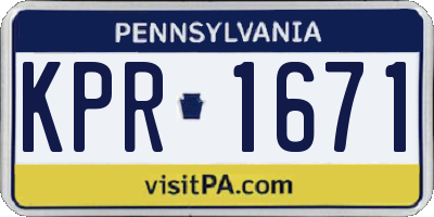 PA license plate KPR1671