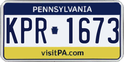 PA license plate KPR1673