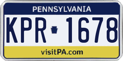 PA license plate KPR1678