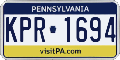 PA license plate KPR1694
