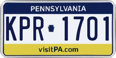 PA license plate KPR1701