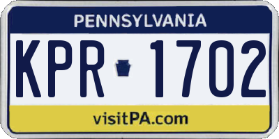 PA license plate KPR1702