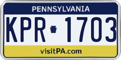 PA license plate KPR1703