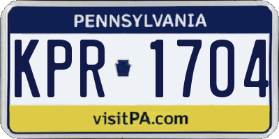 PA license plate KPR1704